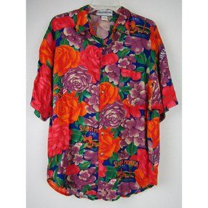 VTG Unionbay Santa Monica Hawaiian Shirt Mens Large Floral California 90s